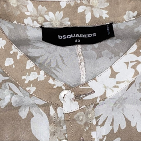 LAST CALL! DSQUARED2 Women’s Brown & Cream Floral Patterned Dress Size 40 - Picture 13 of 14